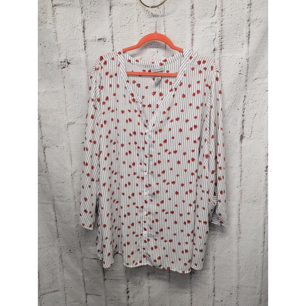 Catherine's Strawberrie Button Up Top‎ 1/2 Sleeve Size 5X Casual Office